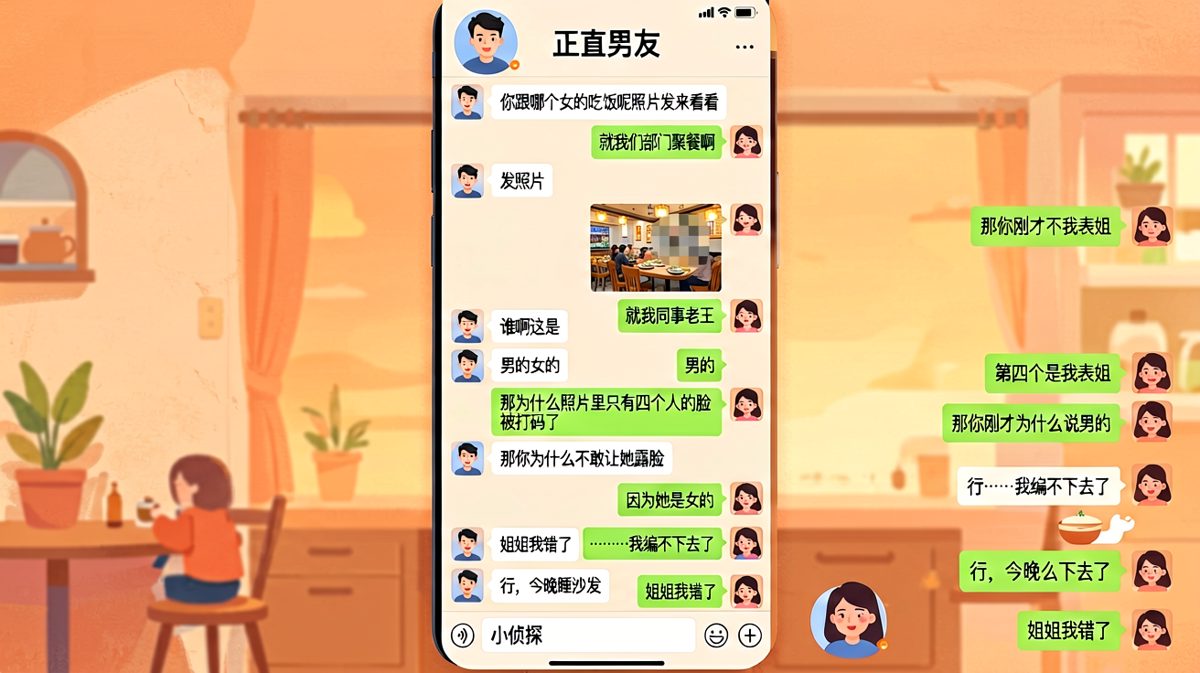 查岗变成自我推理，男生越描越黑最终自曝。