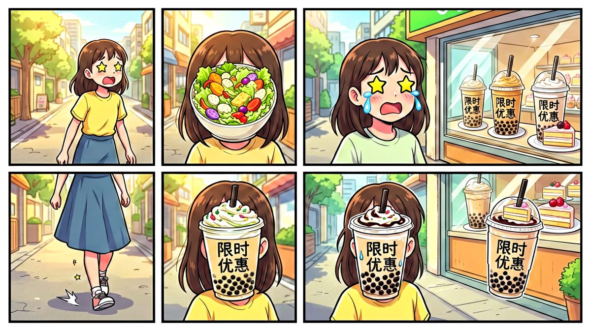 路过奶茶店，减肥意志开始动摇。