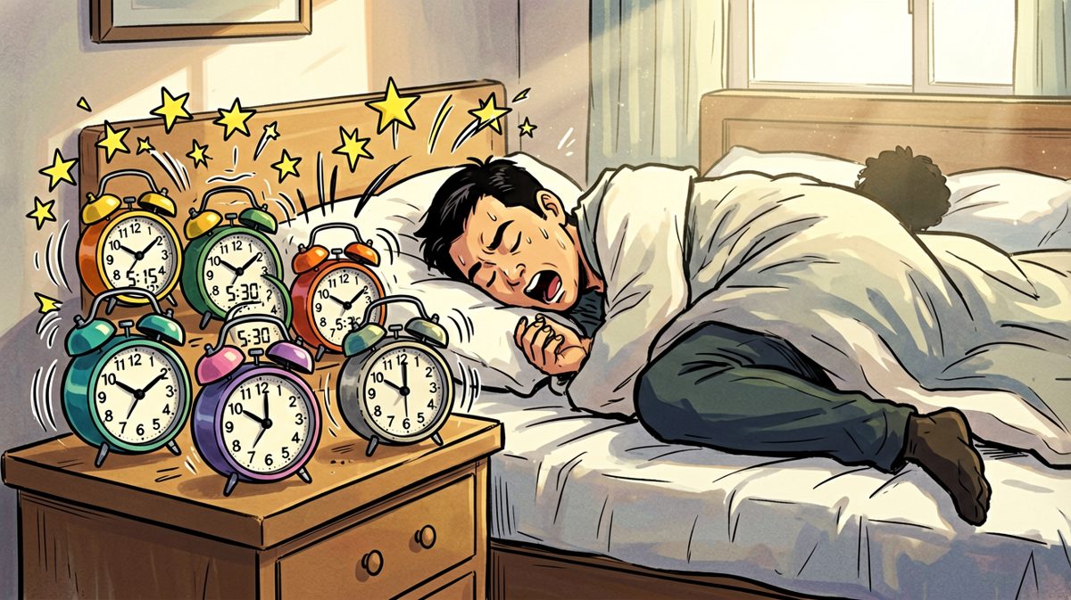 七个闹钟齐上阵，一个都没叫醒来
