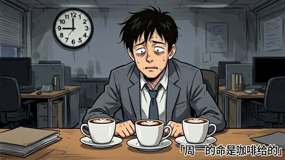 打工人周一早晨靠咖啡续命的真实写照