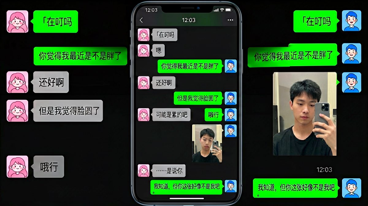 《送命题的终极陷阱》——他发来自拍问自己胖没胖，她刚松了口气，反转来了。