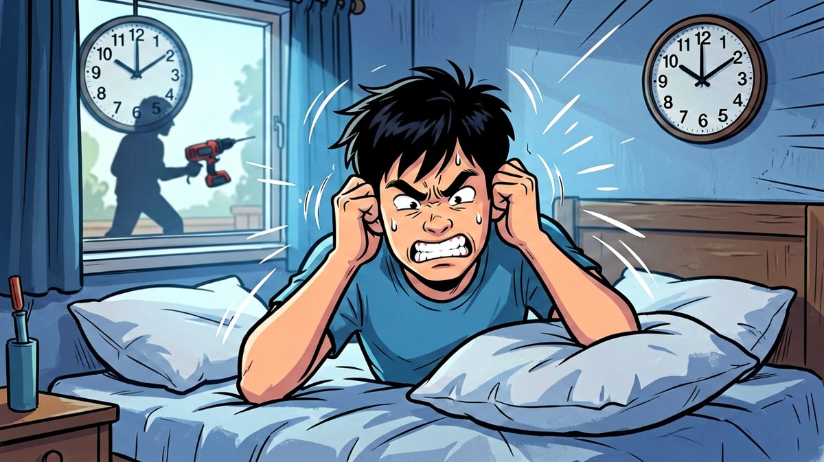刚入睡，楼下装修队的电钻准时开工……
