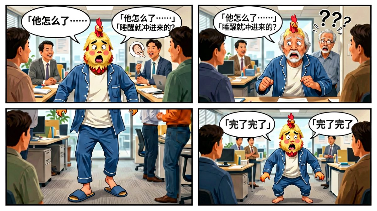 踩着拖鞋冲进公司，迎来社死现场