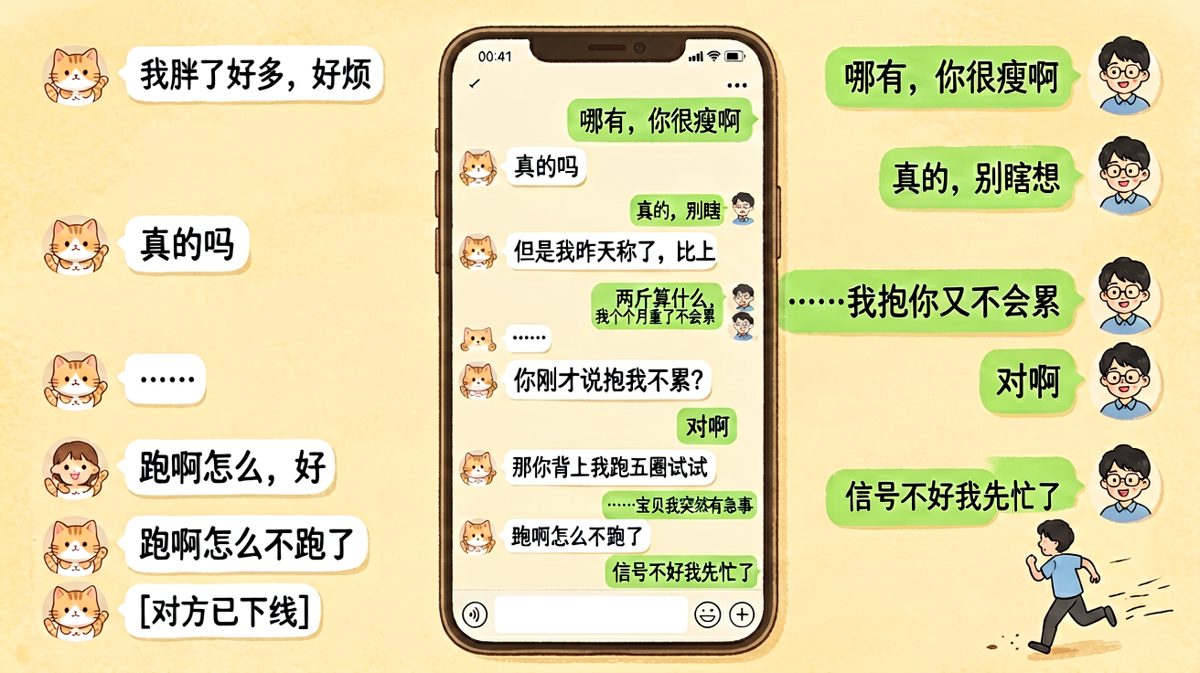 女生测你真心，结果你秒变逃跑大师