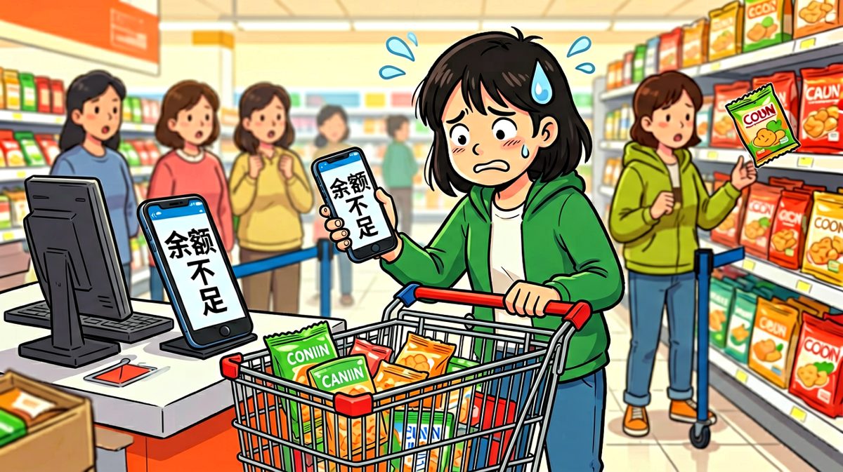 结账时发现余额不足，只能尴尬退货……