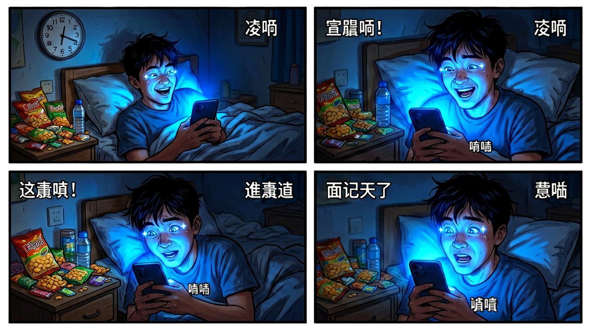 深夜两点，刷手机太上头