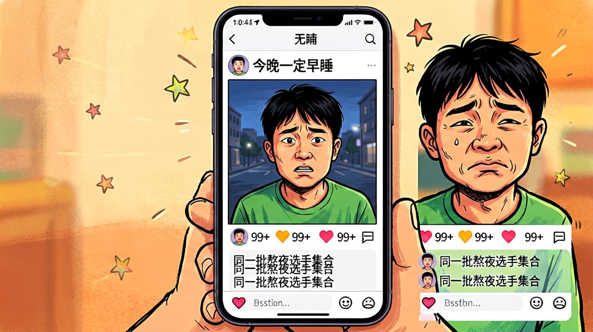 每晚0点准时发朋友圈说早睡，然后刷到凌晨3点