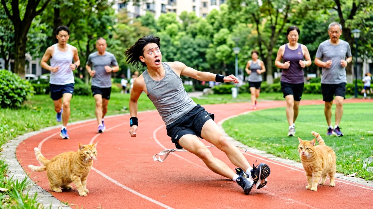 第2格：刚跑出去就出糗，鞋带教做人！