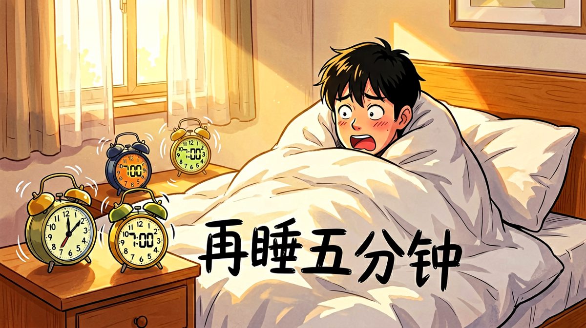 闹钟狂响，但主角选择继续装死。