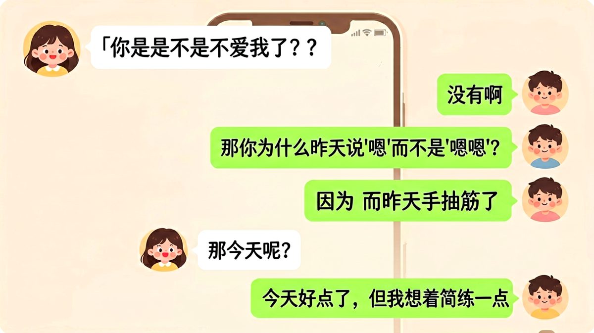 一个字引发的血案，男友的简练式求生欲。