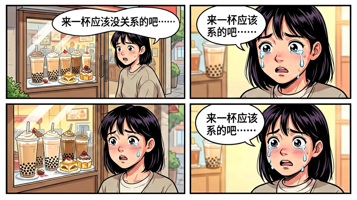 奶茶店门口，理智开始动摇