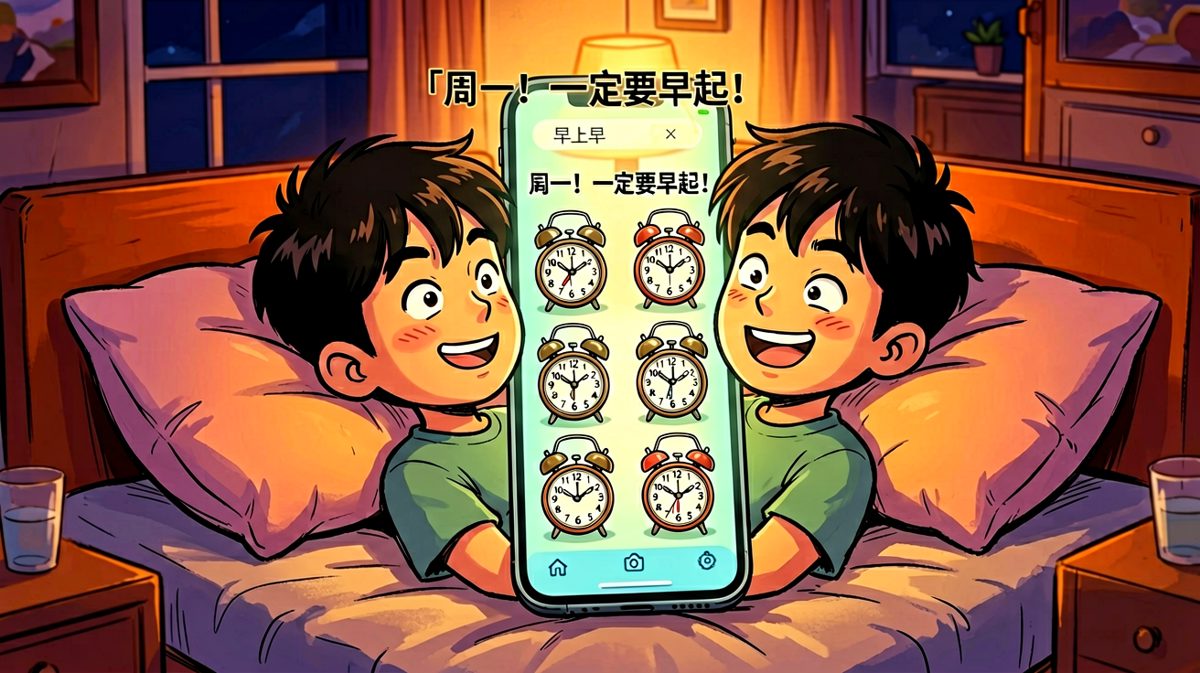 周日晚上的雄心壮志：把闹钟设满到离谱