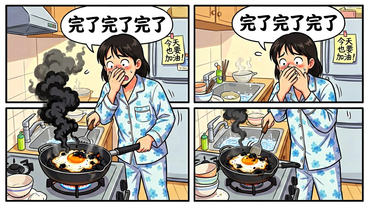 煎个蛋也能炸厨房，今日份厨艺已归零