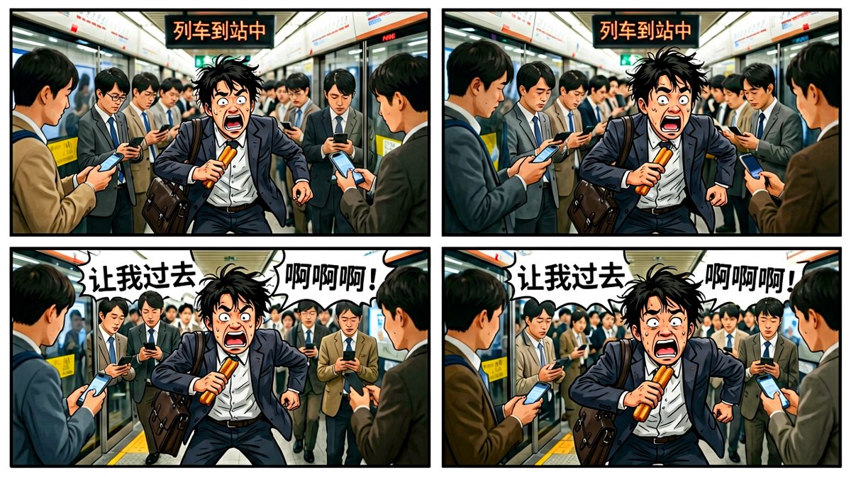 早高峰的地铁站，人人都是压缩饼干