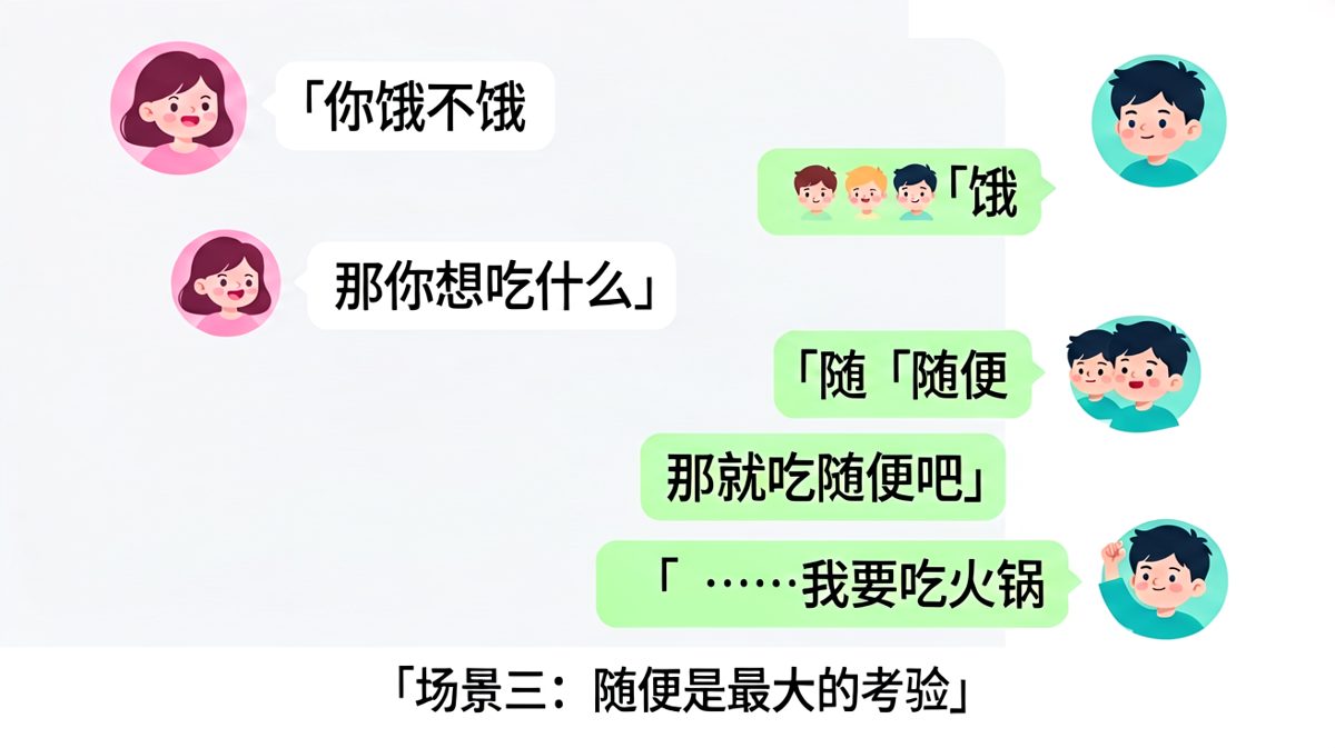 「随便」是情侣对话里最难回答的送命题，男孩最终还是选择了火锅