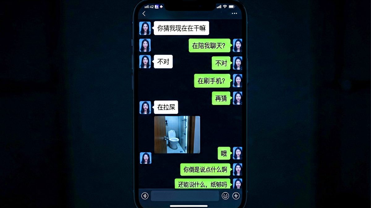 深夜猜谜游戏，女生揭晓答案居然在拉屎，男生的回应令人窒息