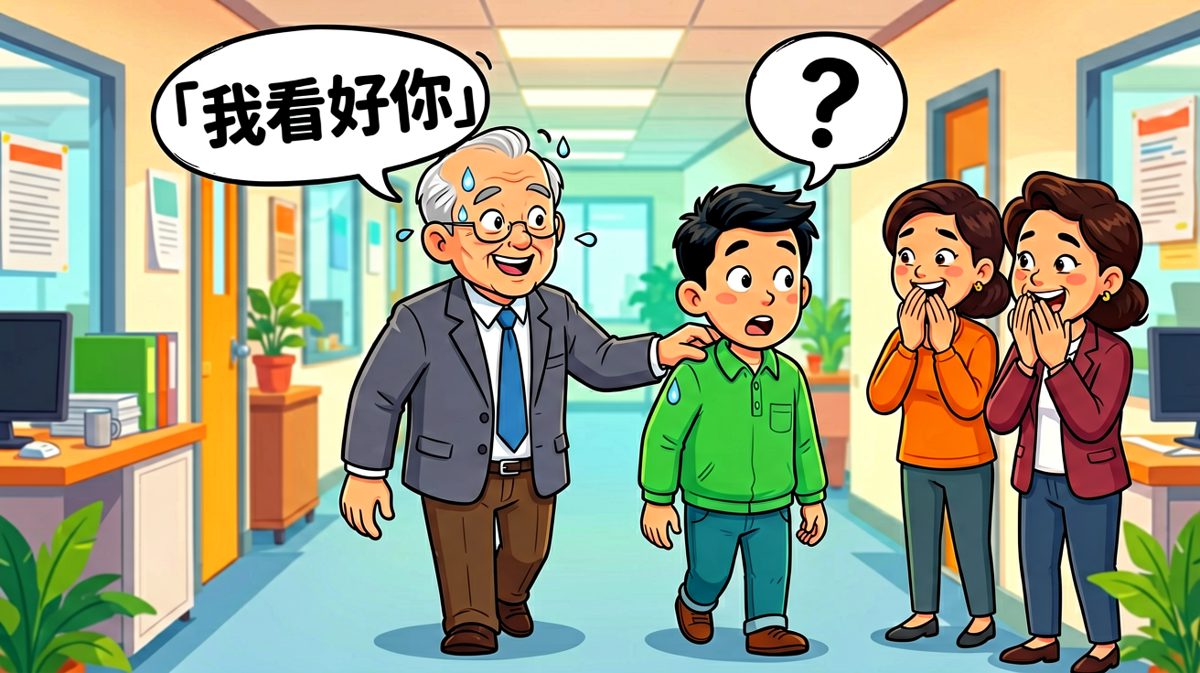 老板：「我很看好你！」员工感动：「谢谢老板！」老板：「看好你继续加班。」