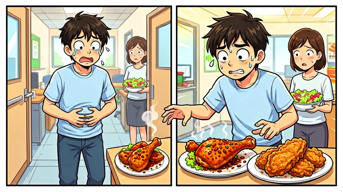 中午路过食堂，灵魂与肉体激烈交战
