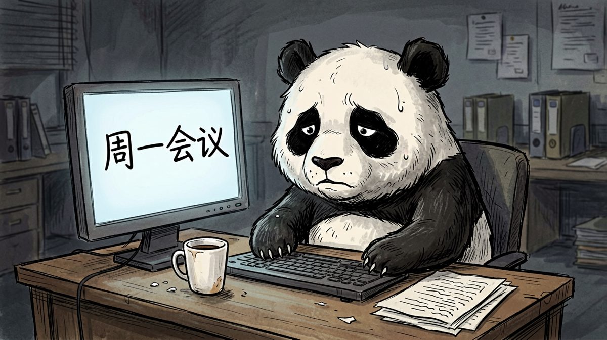 熊猫打工人：周一的灵魂，已经被抽走了