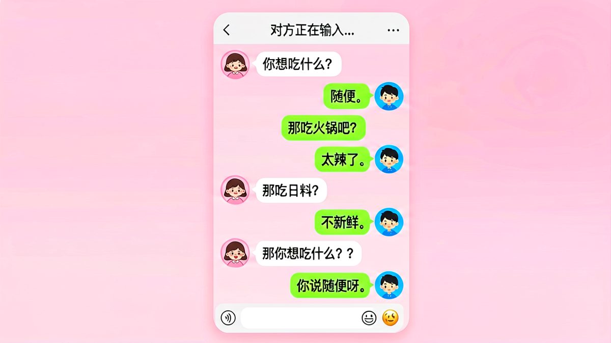 随便是最难的选择题——男生死于'随便'二字。