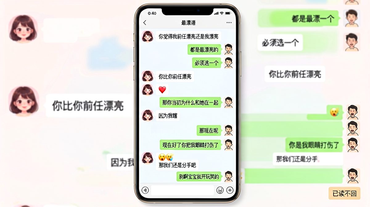 送命题连环三问，男生从求生欲满满到自爆卡车，最终收获已读不回。