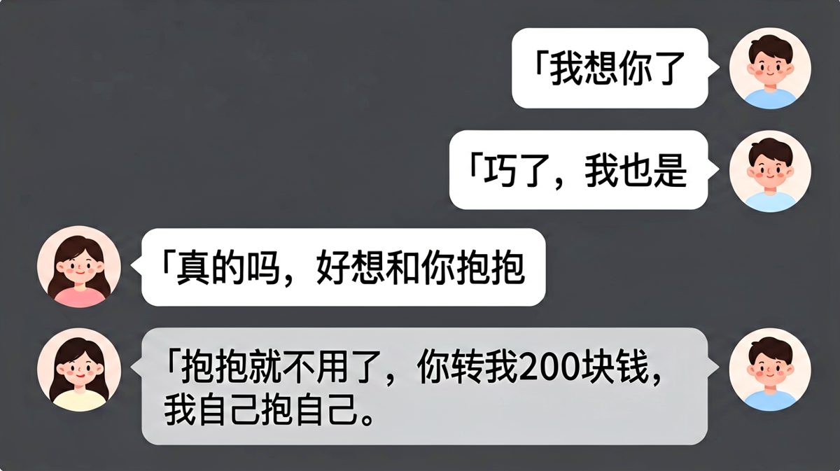 女生说想抱，男生说要钱自己抱