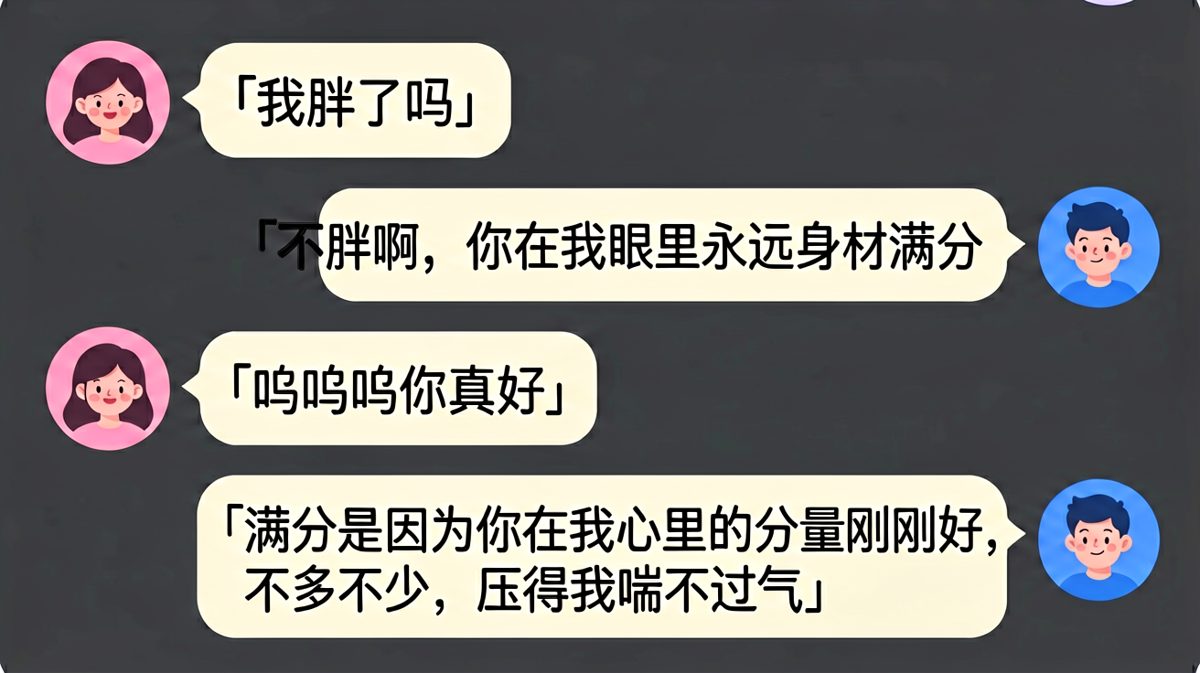 夸完女生又补刀说压得喘不过气
