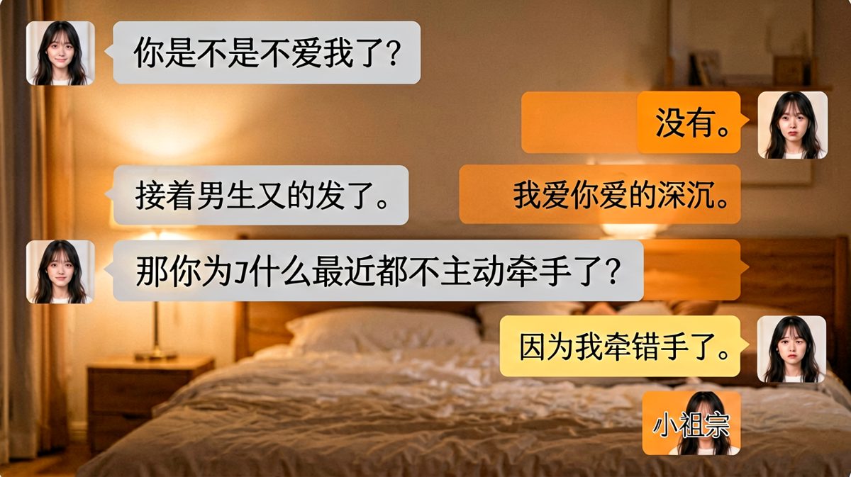 男生牵错手，一句话把天聊死了。