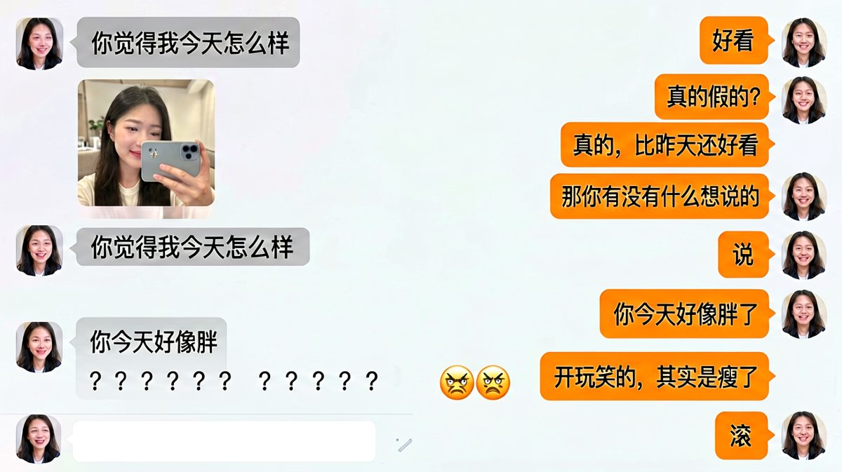 夸完才补刀，情侣间的死亡三连。