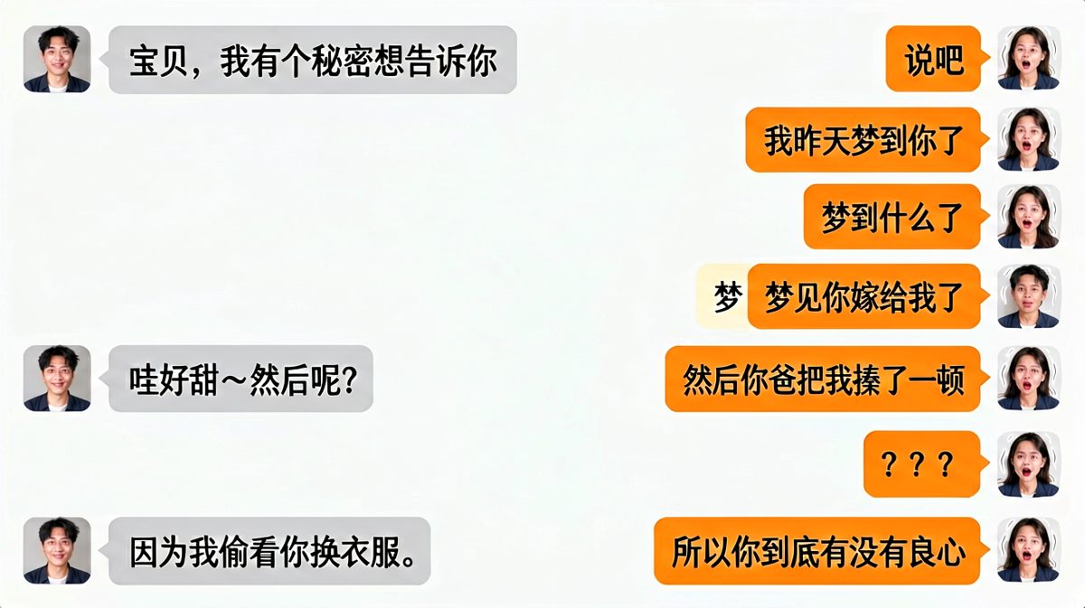 甜言蜜语变社死现场，这波反转绝了。