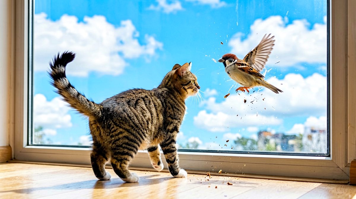 猫：看我一记绝杀！……玻璃呢？