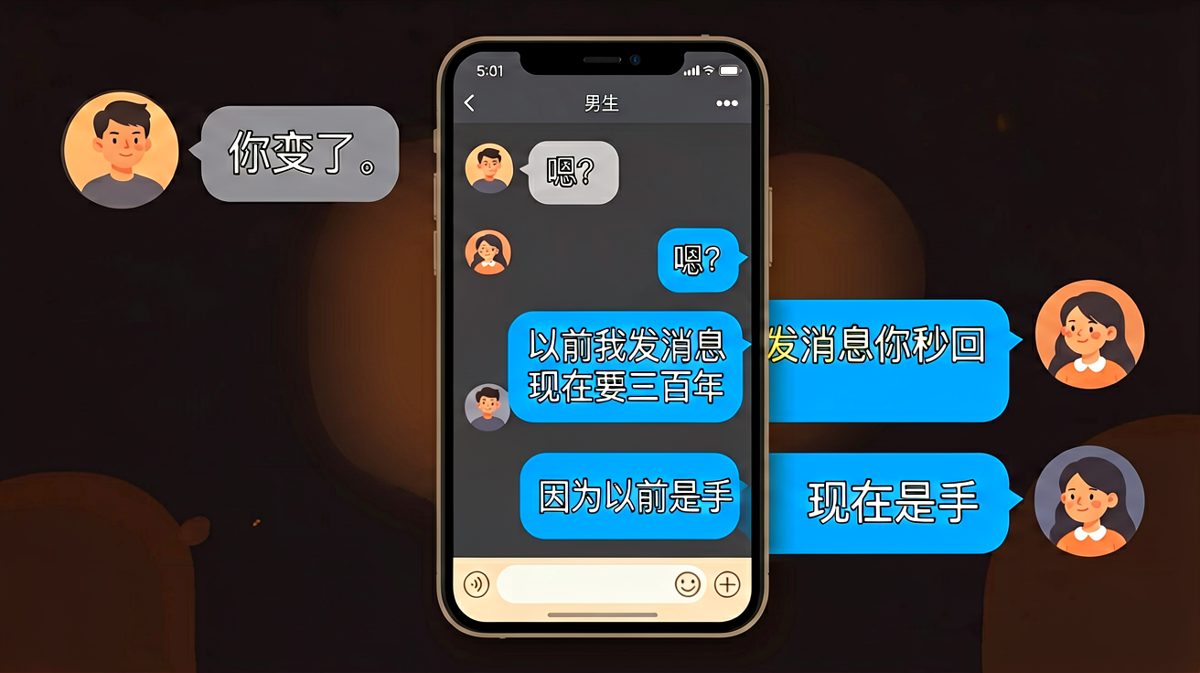 男生抱怨女生不回消息，女生一句神回复让男生哑口无言