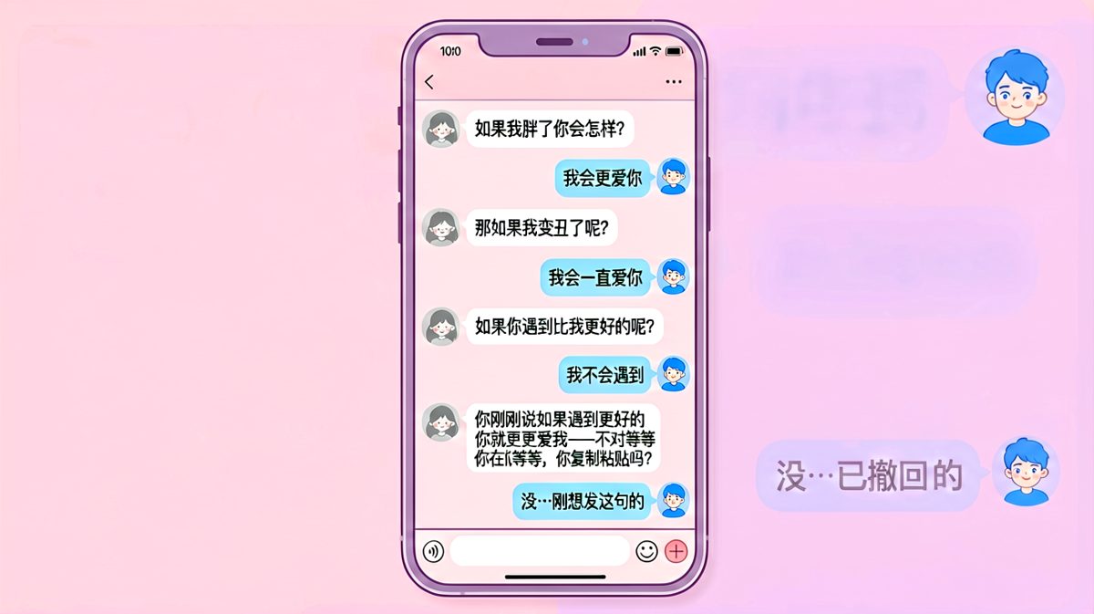 男生试图用标准情话糊弄过去，却在最后一句露了马脚