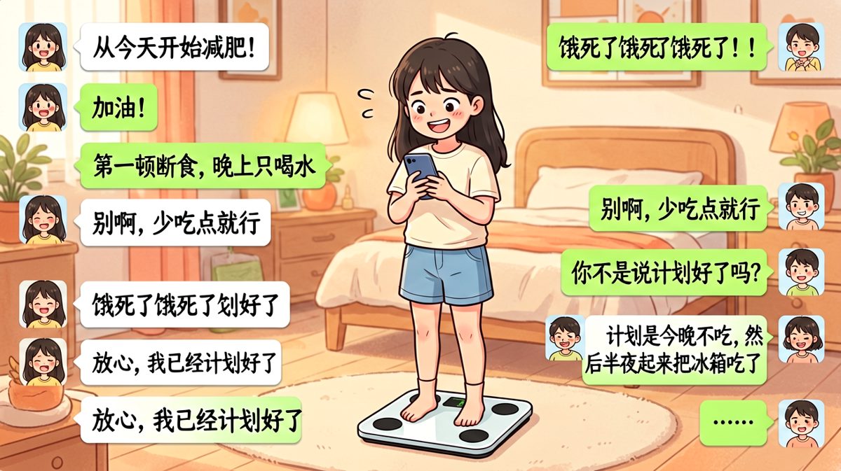 断食计划的尽头是半夜吃光整个冰箱。