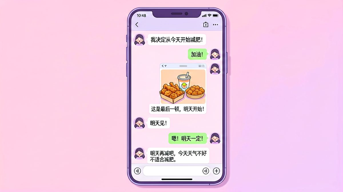女生的减肥宣言，保质期不超过一顿外卖。