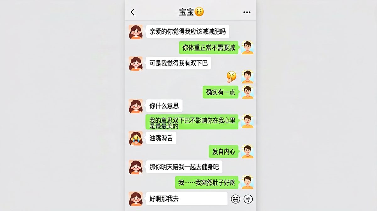 求生欲拉满：夸完女朋友后发现还要陪她运动