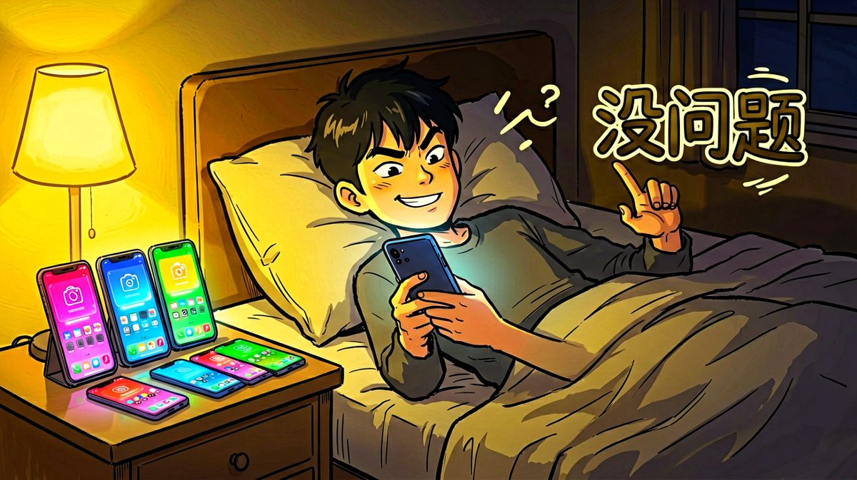 主人公深夜立下早起flag，信心爆棚。