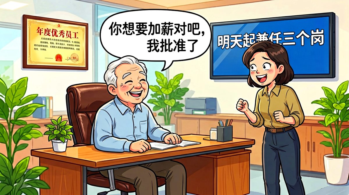 老板爽快同意加薪，结果条件是把员工变成一人干三人的活。