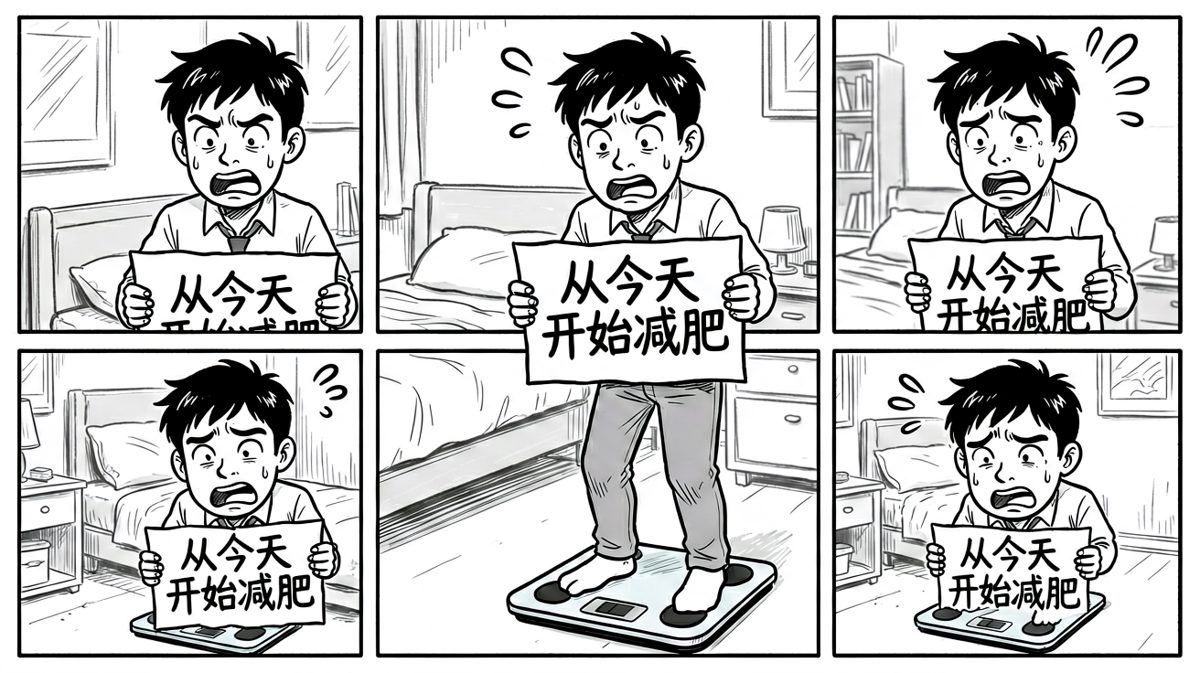 清晨立志减肥，斗志昂扬