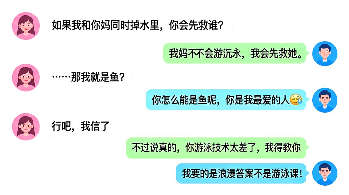 经典送命题的翻车现场，男生把浪漫题答成了水上安全培训