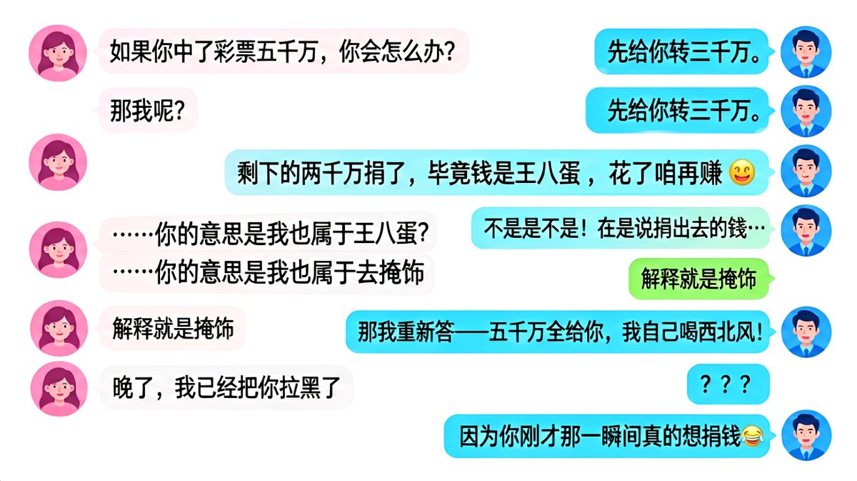 彩票假设题的修罗场，男生的诚实比谎言更致命