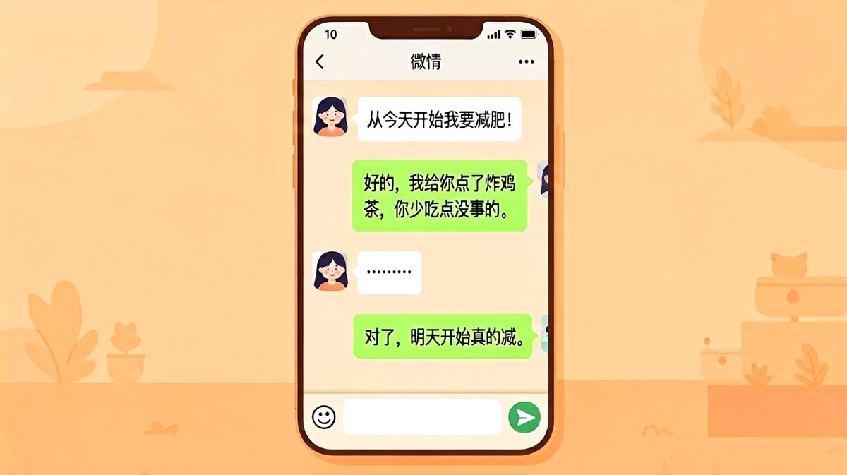 说要减肥的女生，和送炸鸡的男友