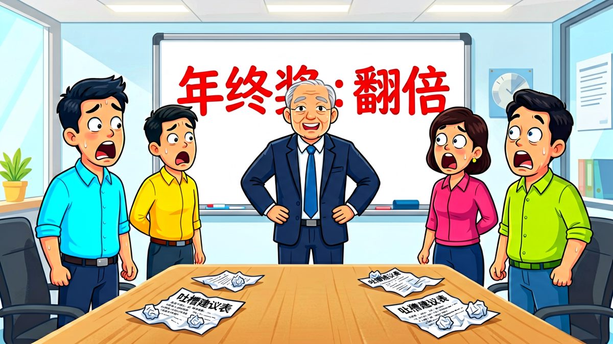 员工们集体来吐槽年终奖太少，老板反手宣布翻倍，众人呆若木鸡