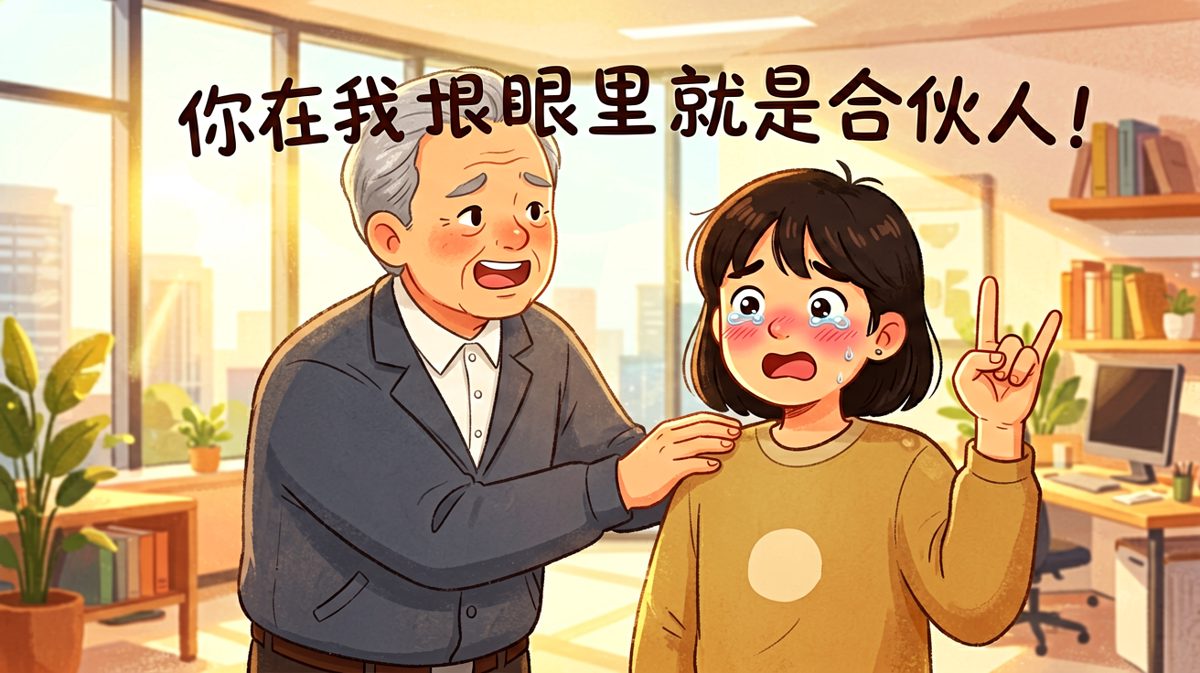 老板：你是我合伙人！员工感动落泪。老板接着说：我们六个合伙人里，你是我唯一没股份的那个。