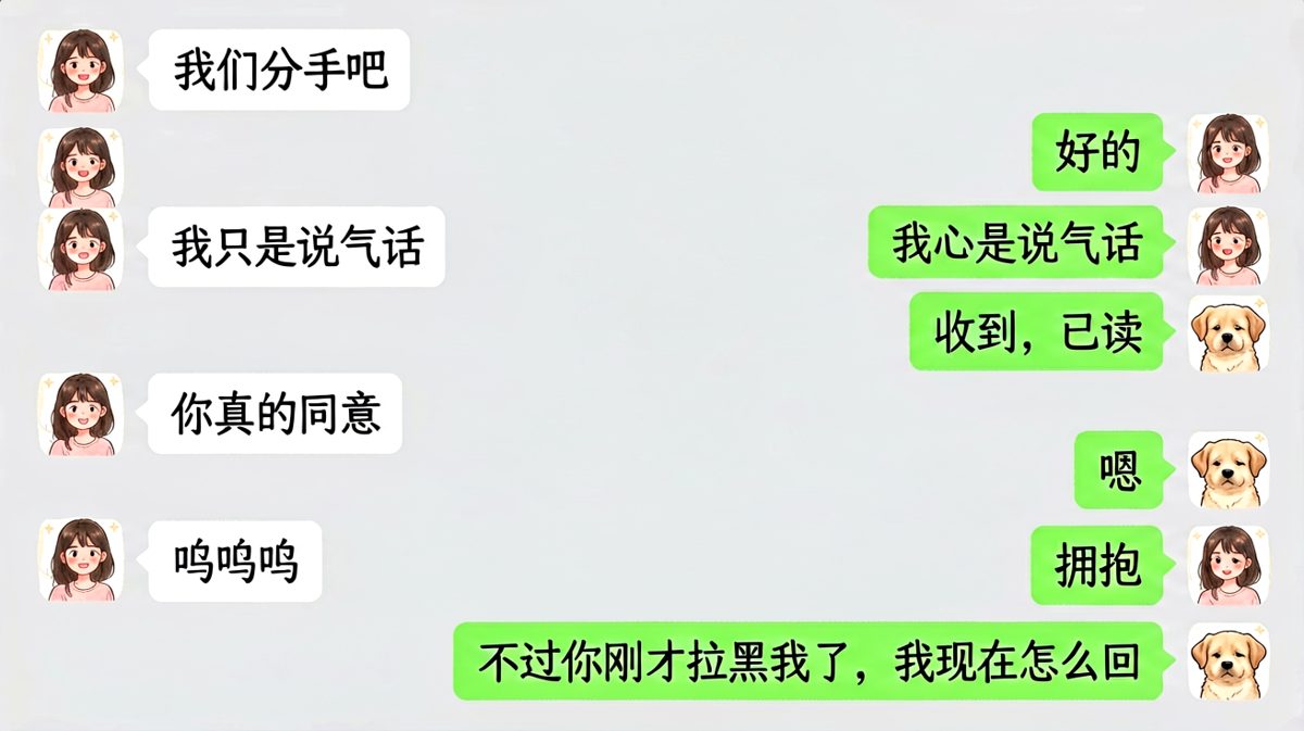 女生提分手只是气话，男生当真秒回，最后反转哭。
