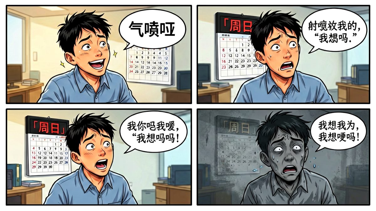 一路狂奔到公司，才发现今天是周日。