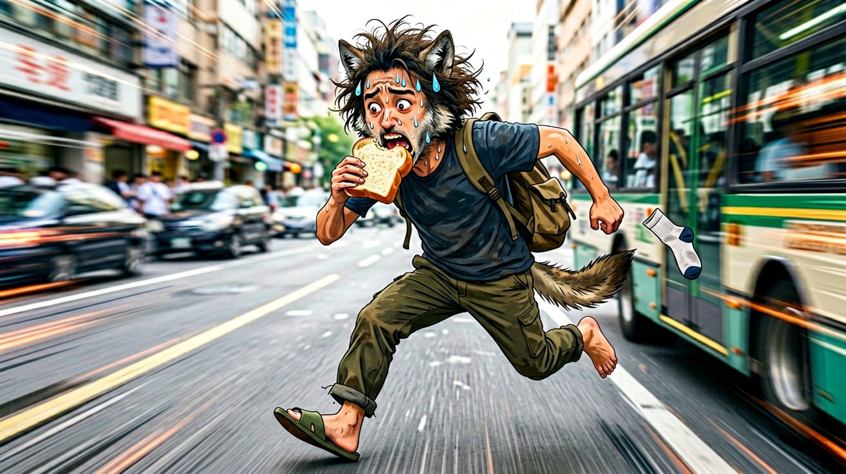 第三格：迟到的我以超越常人的速度冲向公司。