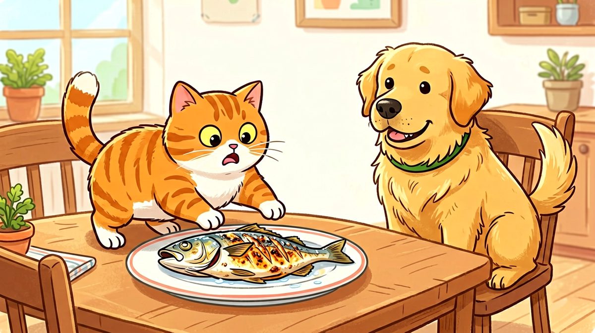 猫：我等了半天，你坐这儿干嘛？