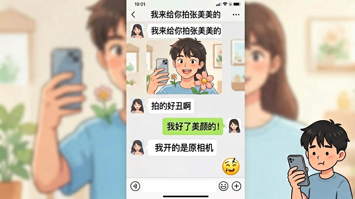 甩锅给美颜结果发现锅是自己的，拍照翻车现场。