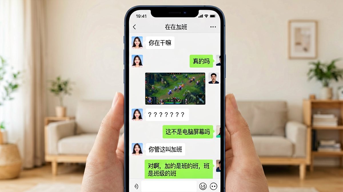 男生声称加班却在打游戏，还试图用拆字法狡辩